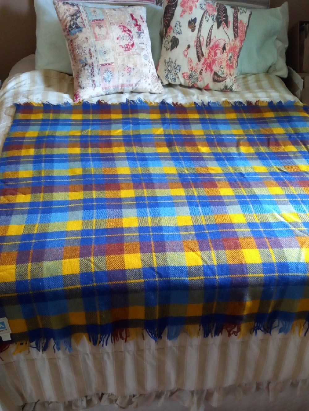 Vintage Ayers Plaid Wool Blanket / Throw